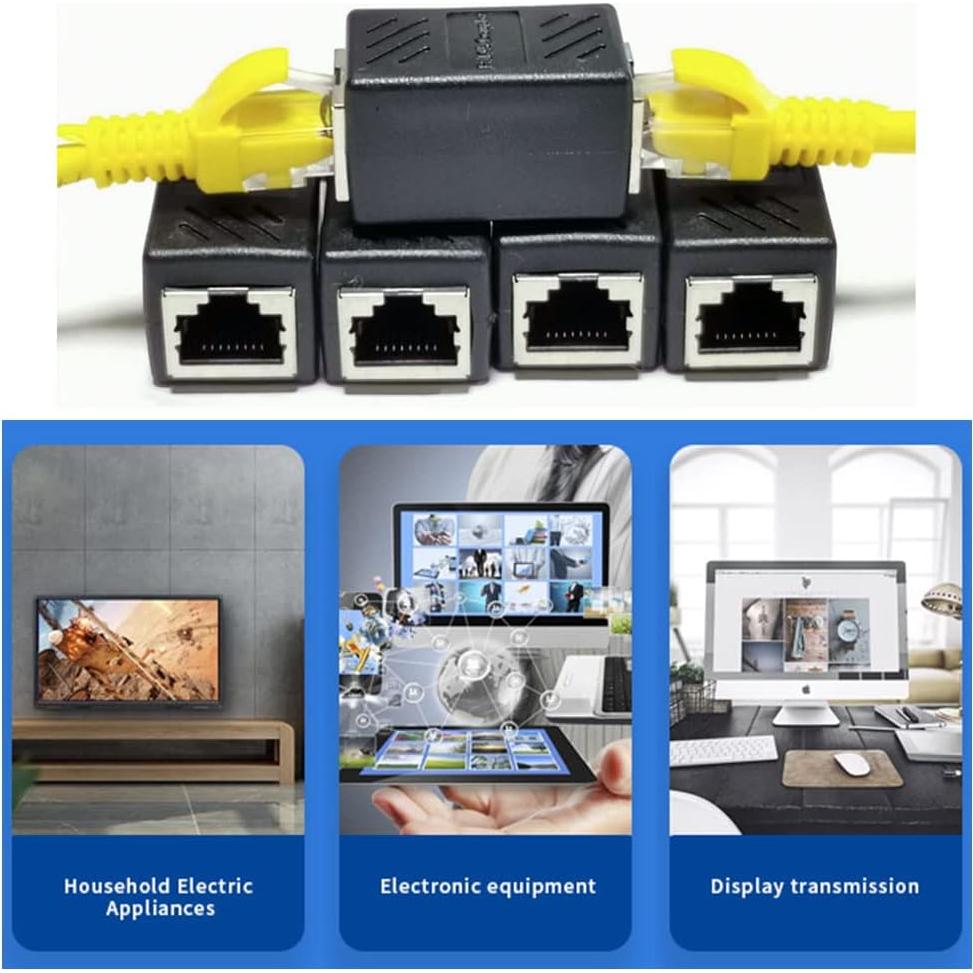 Acopladores RJ45 Cat5e Cat6 Cat7 20 Unidades YOQXHY Negro