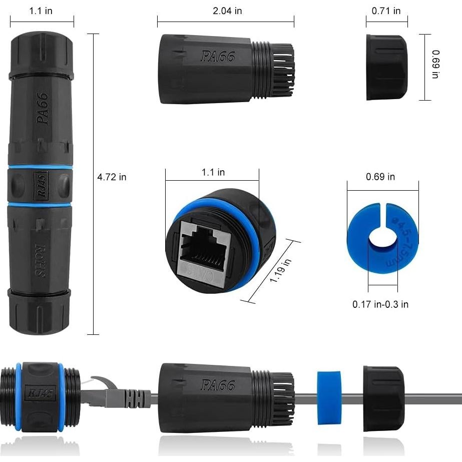 Acoplador RJ45 Iwillink a Prueba de Agua Cat6 - Paquete de 5