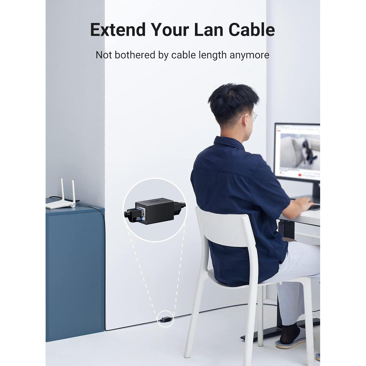 UGREEN Acoplador RJ45 Extensor Ethernet Femenino a Femenino - Paquete de 10 - Cat7/Cat6/Cat5e