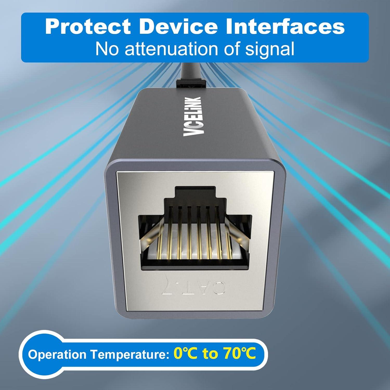 Acoplador Ethernet VCELINK Cat7 RJ45 Blindado 2-Pack