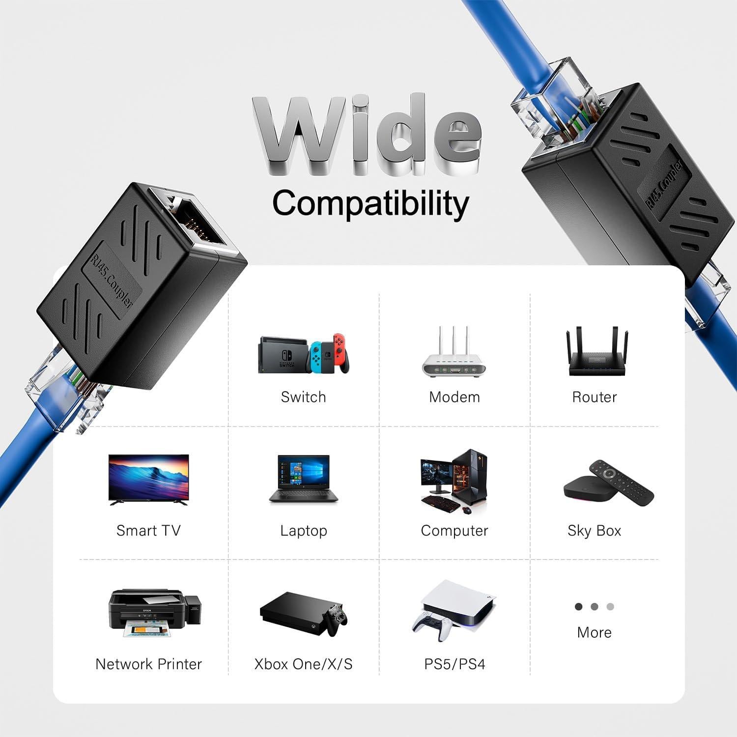 Acopladores RJ45 CABLES MONK CAT6 Paquete de 10 Hembras