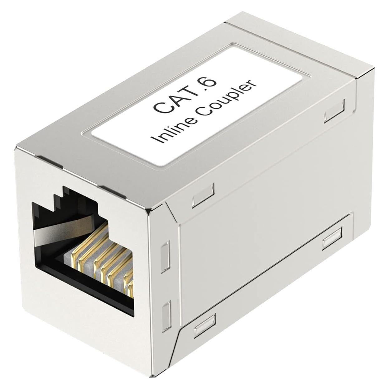 Acoplador Ethernet VCELINK RJ45 Hembra a Hembra CAT6 Plata