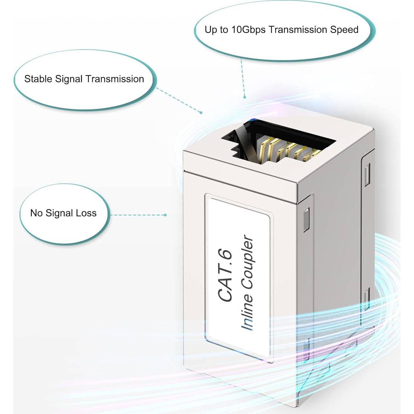 Acoplador Ethernet VCELINK RJ45 Hembra a Hembra CAT6 Plata