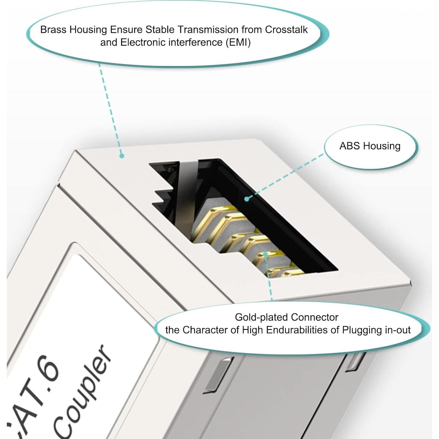 Acoplador Ethernet VCELINK RJ45 Hembra a Hembra CAT6 Plata