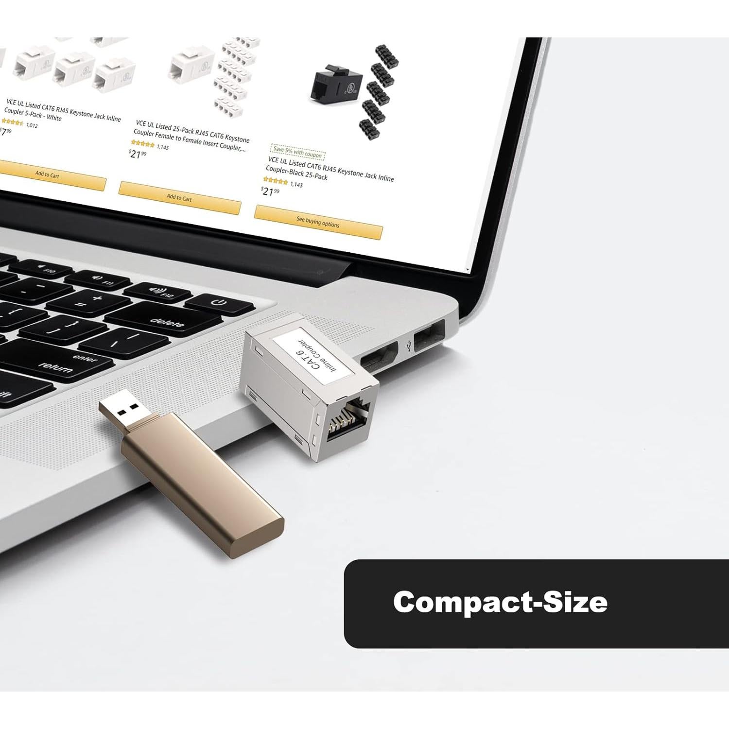 Acoplador Ethernet VCELINK RJ45 Hembra a Hembra CAT6 Plata