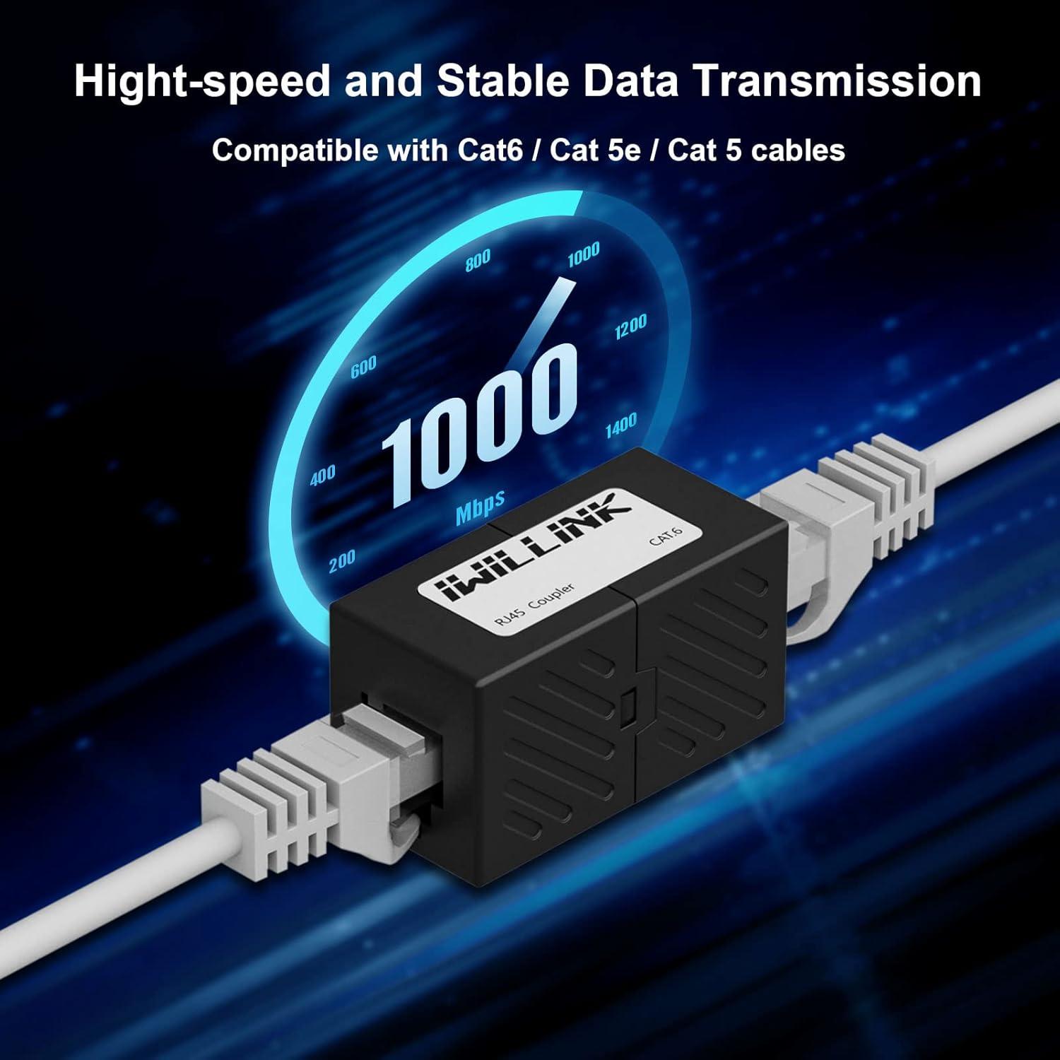 Conector Ethernet RJ45 Iwillink Hembra a Hembra Cat6 Cat5e - Paquete de 10