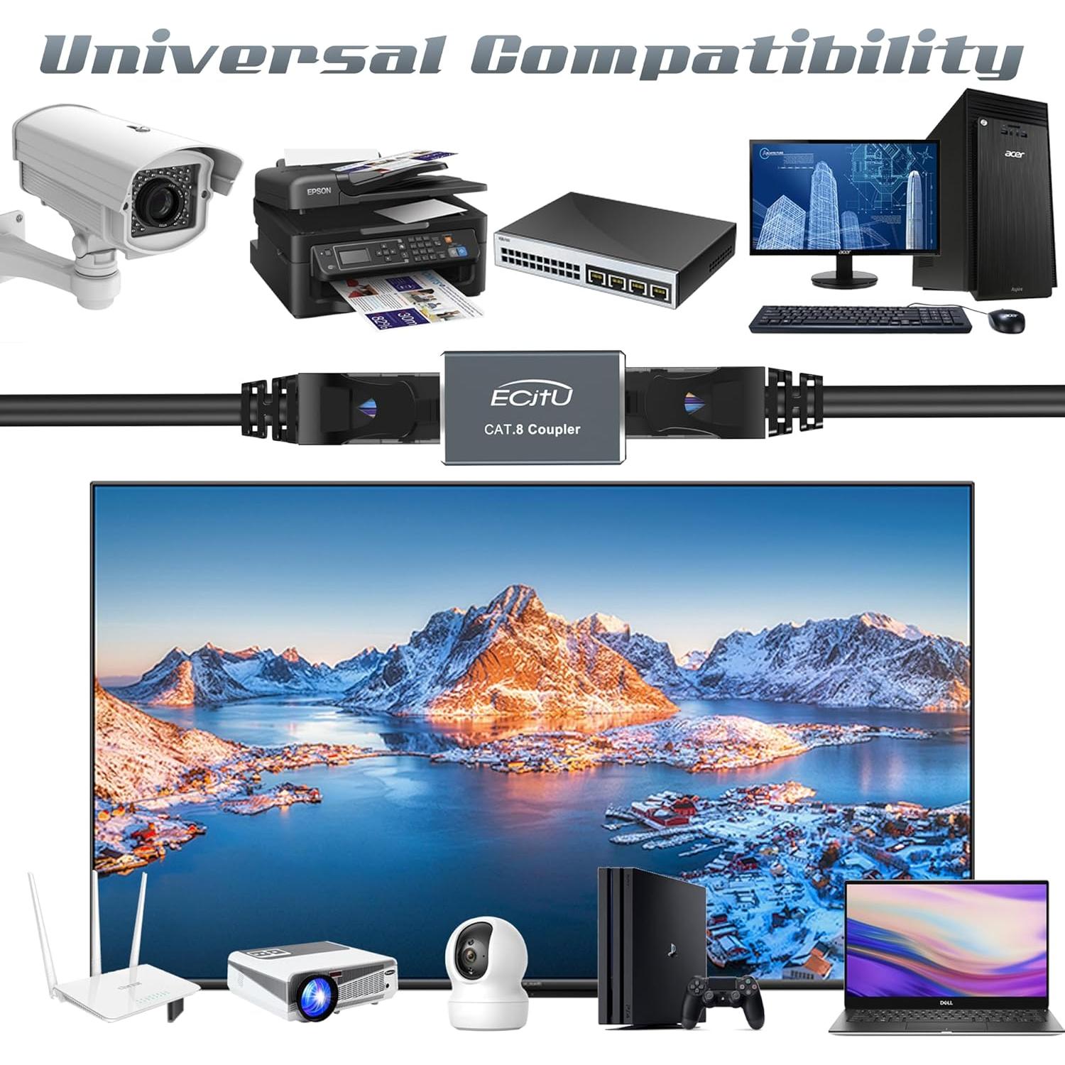 Acoplador RJ45 Hembra a Hembra ECJTU 2 Paquete 10Gbps