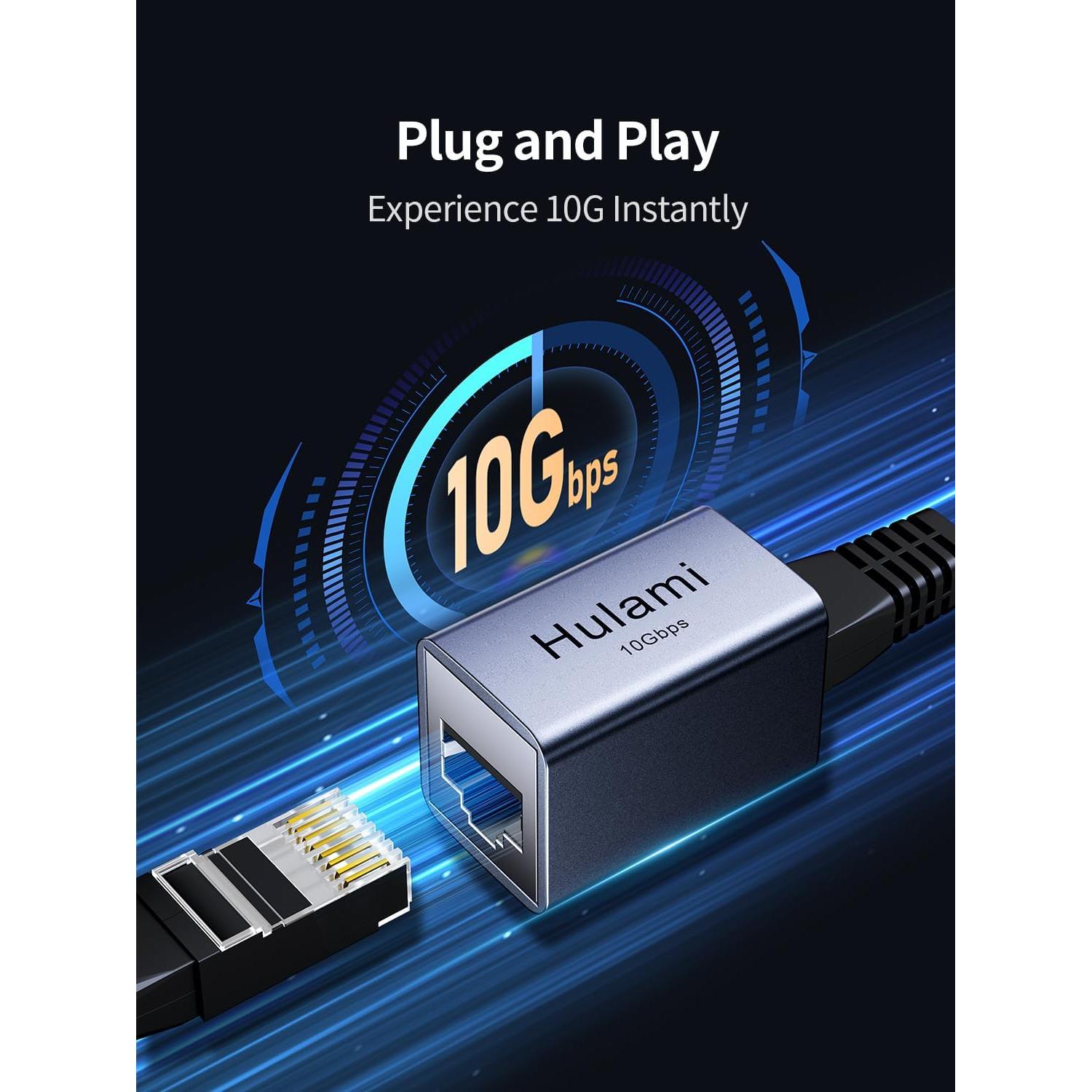 Extensor Ethernet 10Gbps Hulami RJ45 100m Plug & Play