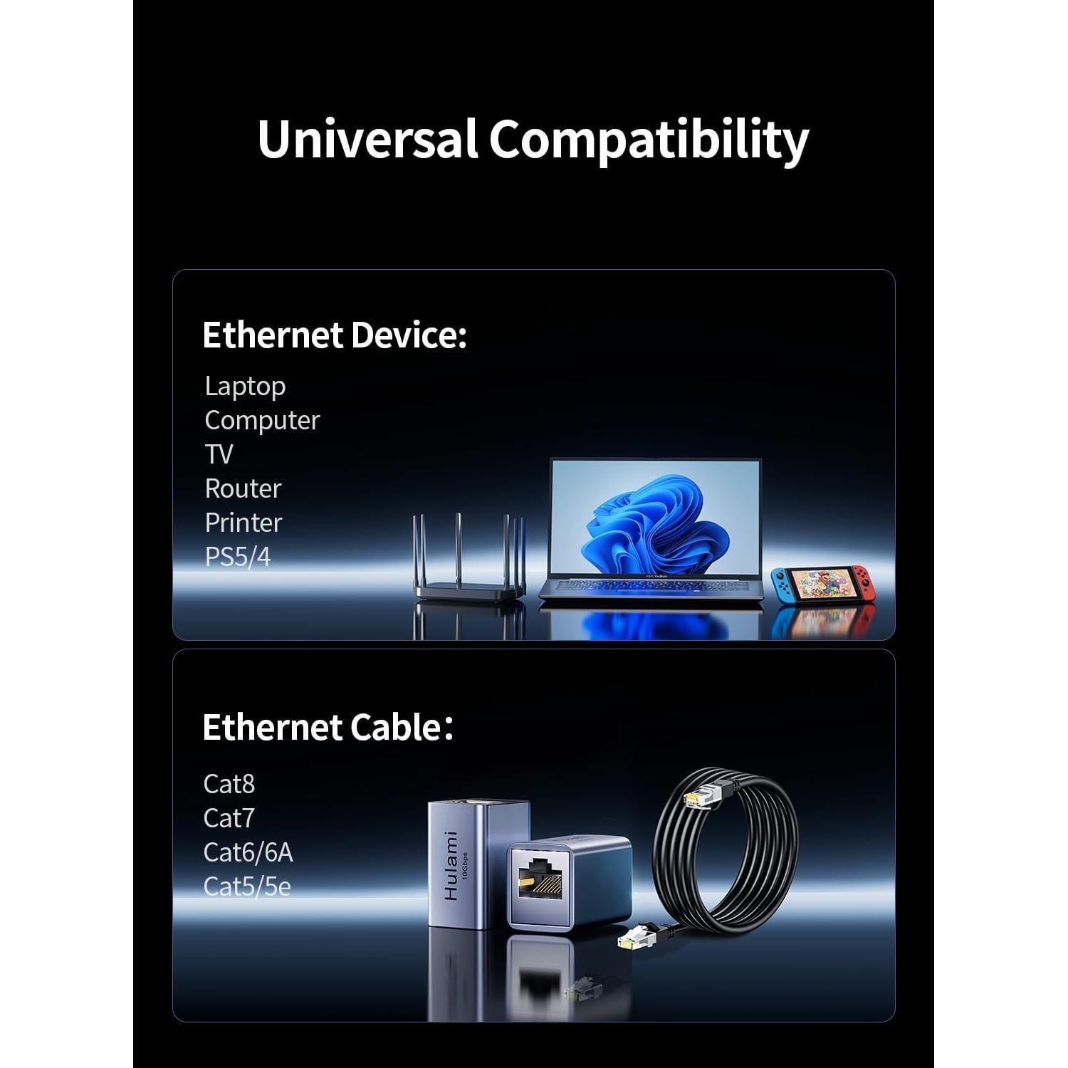 Extensor Ethernet 10Gbps Hulami RJ45 100m Plug & Play