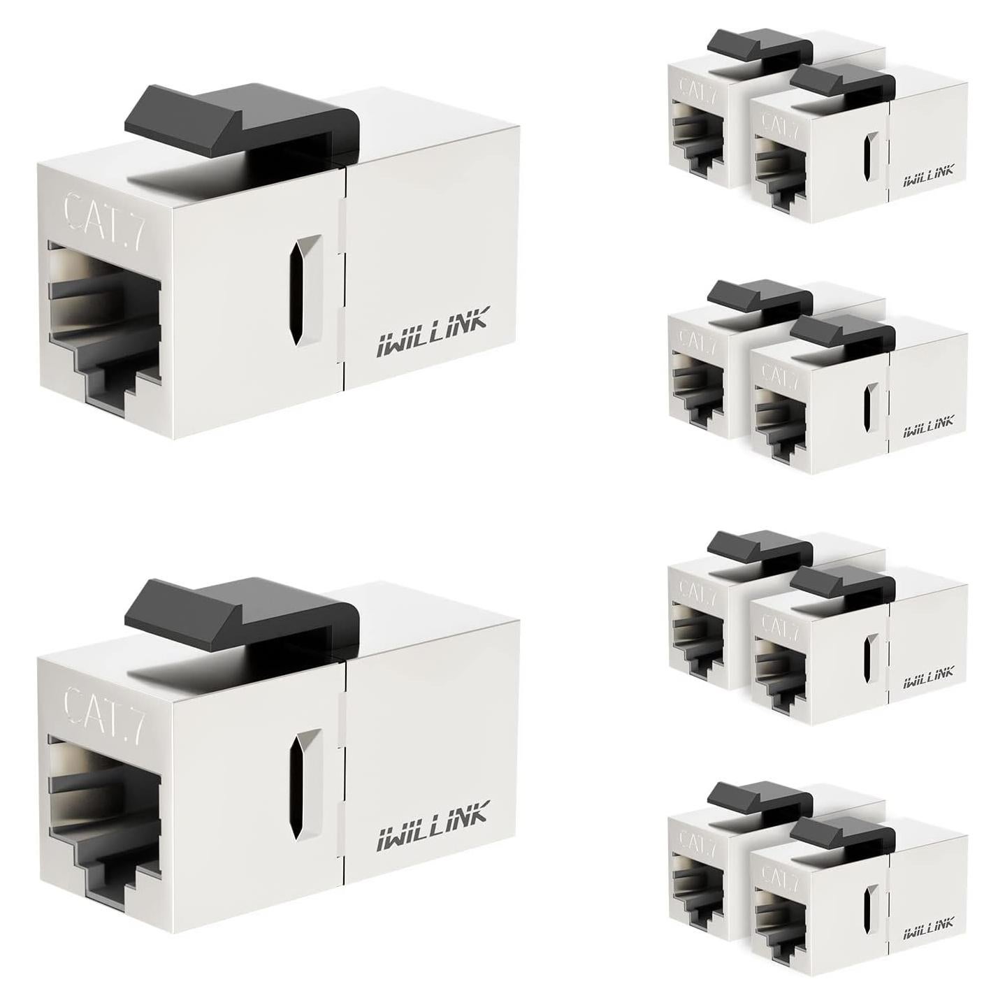 Acoplador Ethernet Iwillink Cat7 10Gbps RJ45 Femenino 10 Unidades