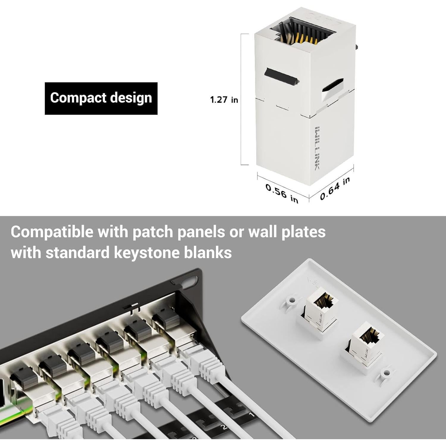 Acoplador Ethernet Iwillink Cat7 10Gbps RJ45 Femenino 10 Unidades