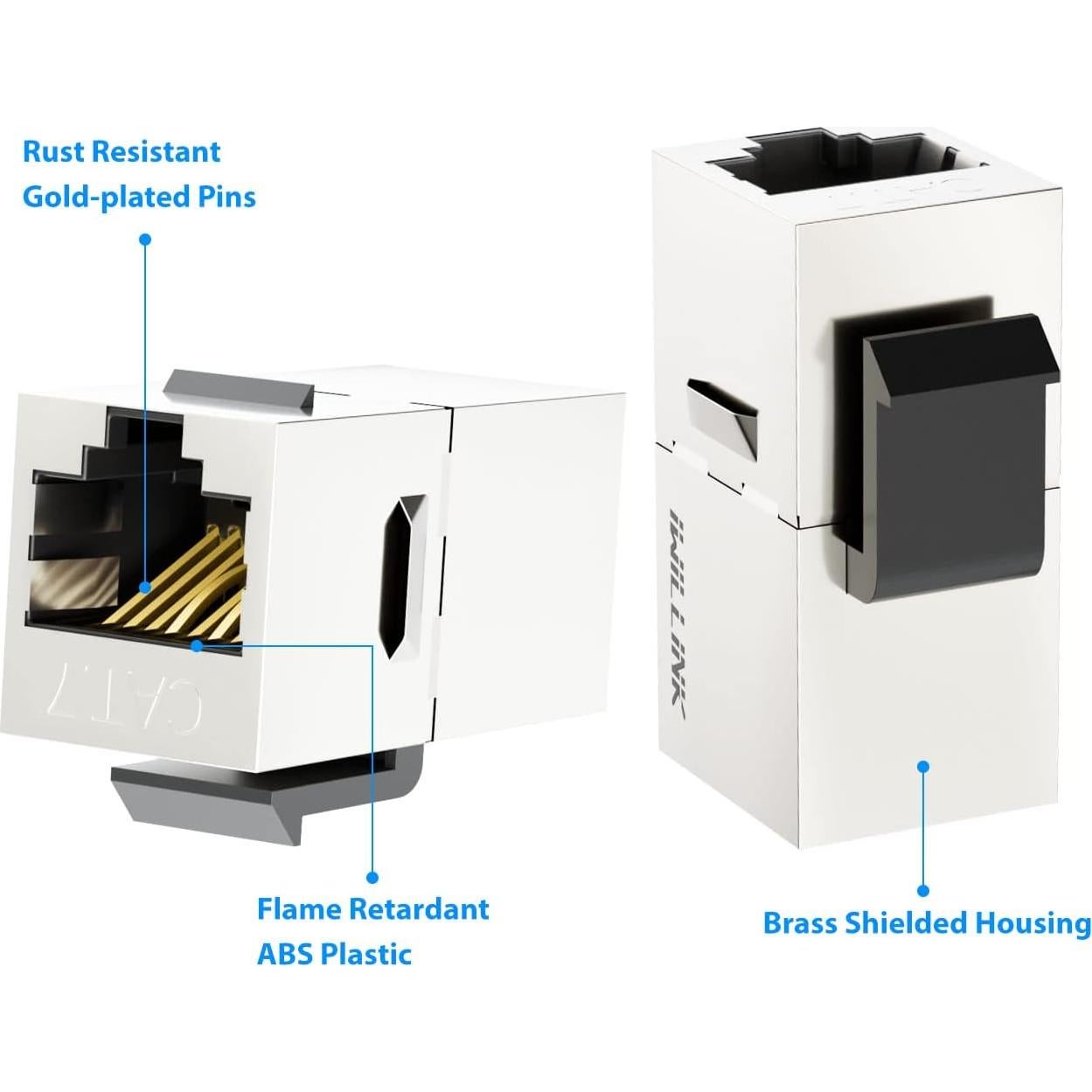 Acoplador Ethernet Iwillink Cat7 10Gbps RJ45 Femenino 10 Unidades