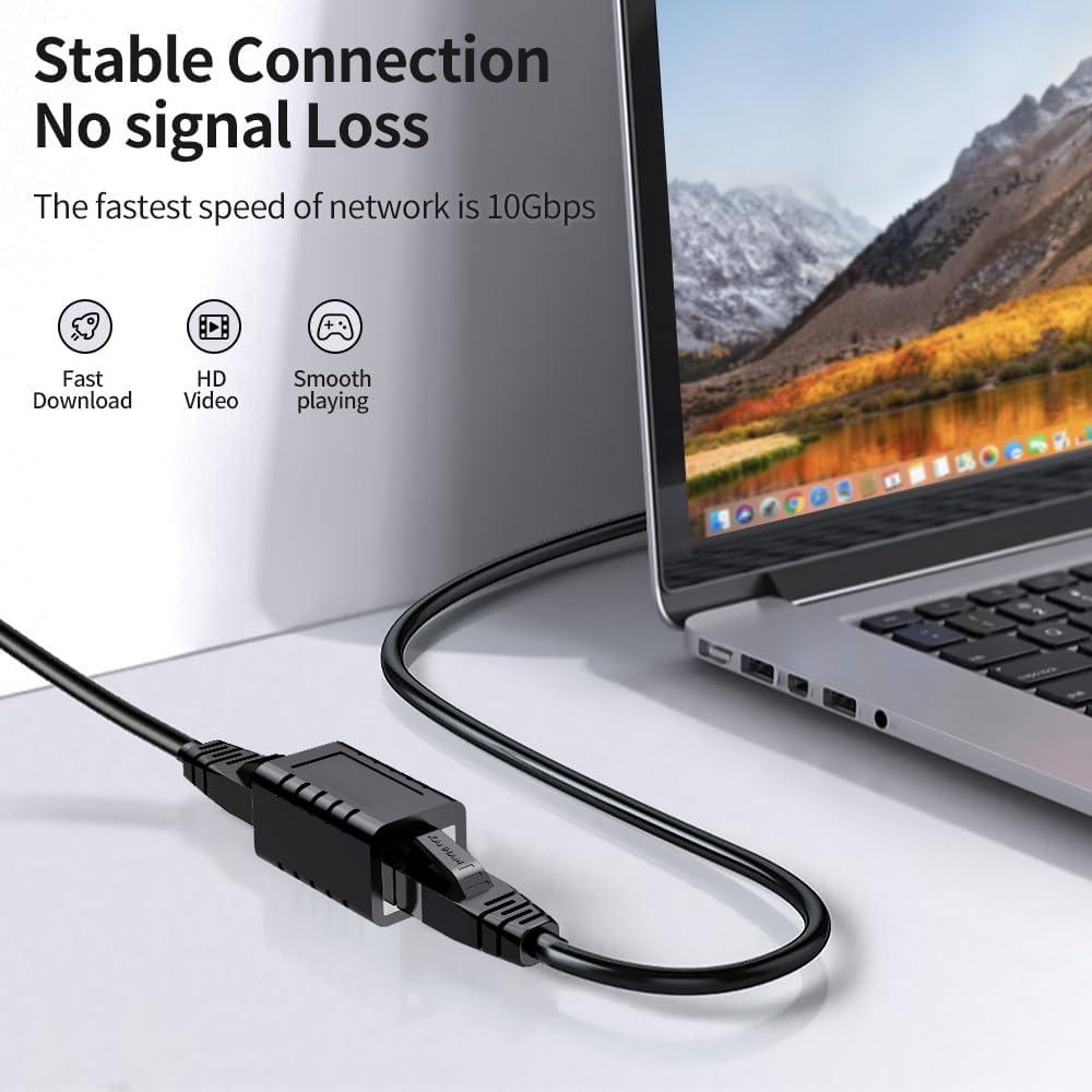 Acoplador RJ45 Extensor Ethernet Cat5e Cat6 Cat7 Negro - Paquete de 5