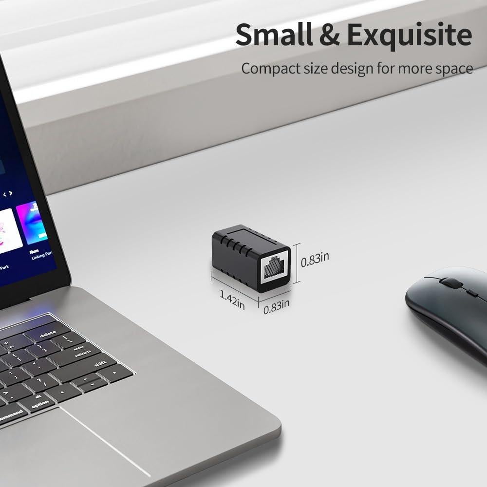 Acoplador RJ45 Extensor Ethernet Cat5e Cat6 Cat7 Negro - Paquete de 5