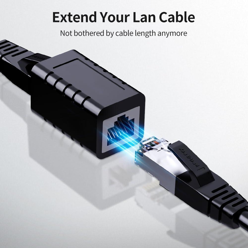 Acoplador RJ45 Extensor Ethernet Cat5e Cat6 Cat7 Negro - Paquete de 5