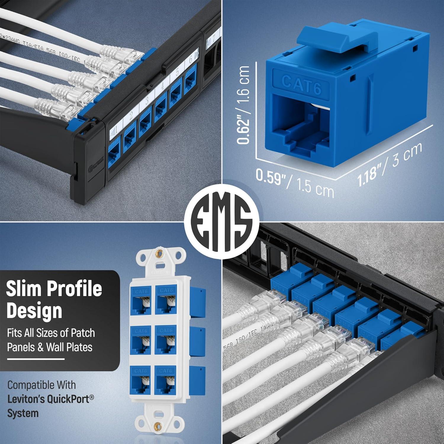 Acoplador Keystone RJ45 Cat6 Everest Azul - Paquete de 24