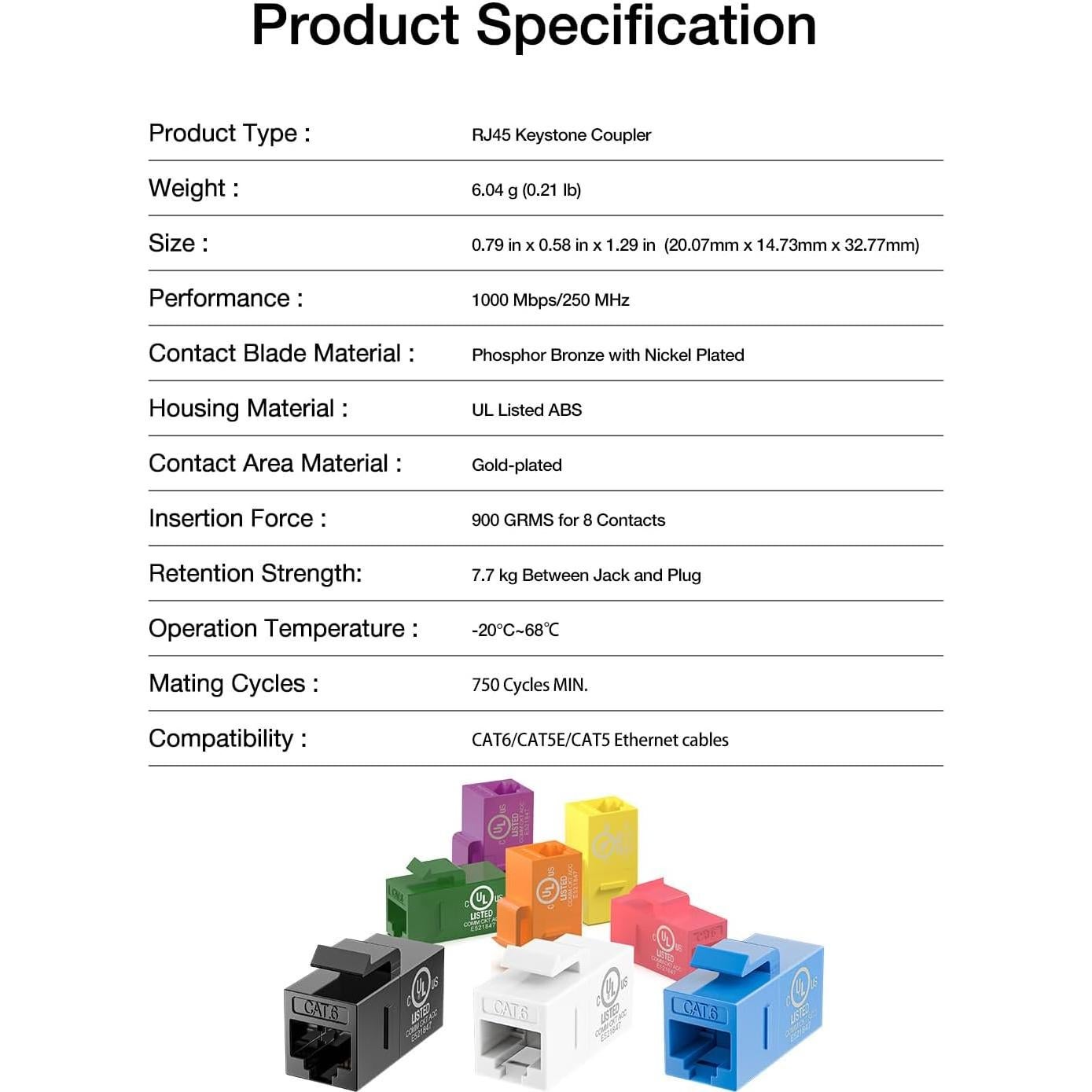 Acoplador Keystone CAT6 VCE 15 Unidades Hembra a Hembra