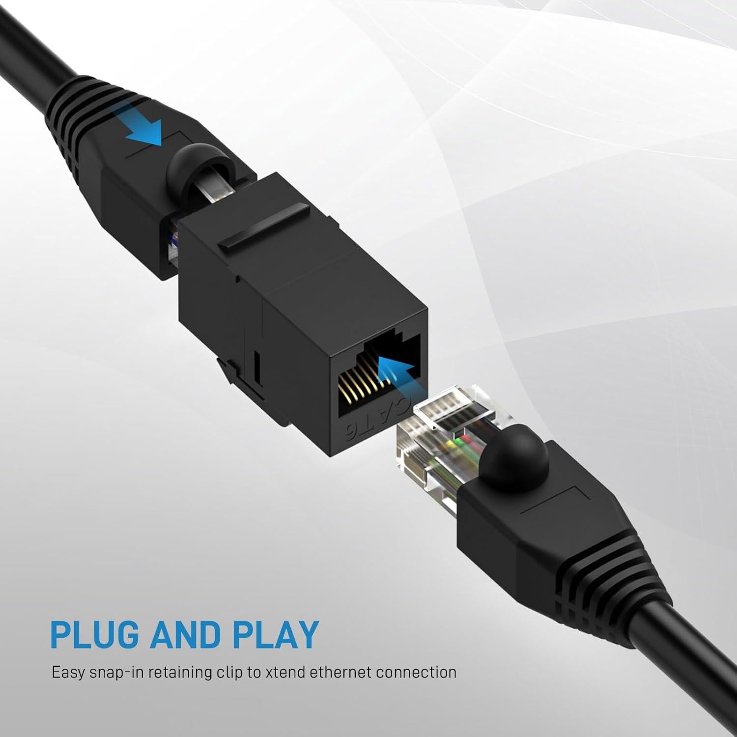 Acoplador Keystone RJ45 Cat6 DARKROCK - 10 Piezas, Plug-and-Play