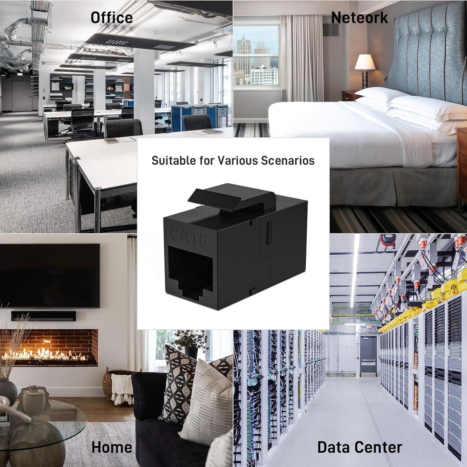 Acoplador Keystone RJ45 Cat6 DARKROCK - 10 Piezas, Plug-and-Play
