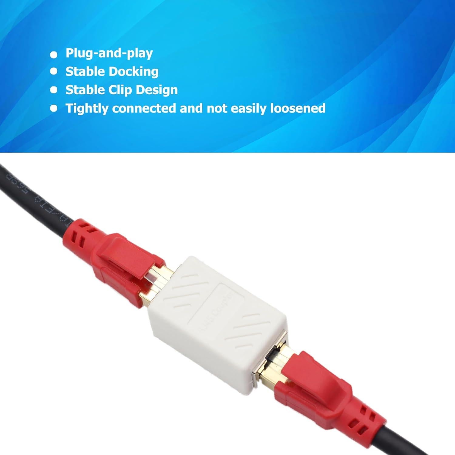 Acoplador Ethernet RJ45 Hembra a Hembra Blanco - Paquete de 3 Cat8/7/6/5e/5