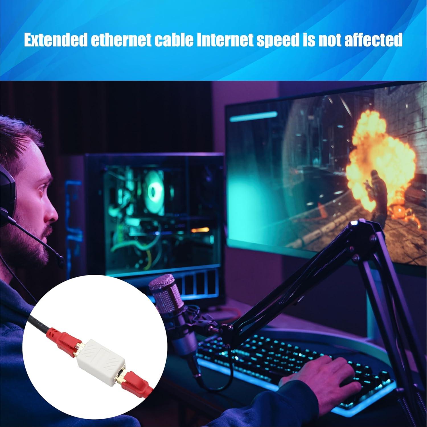 Acoplador Ethernet RJ45 Hembra a Hembra Blanco - Paquete de 3 Cat8/7/6/5e/5