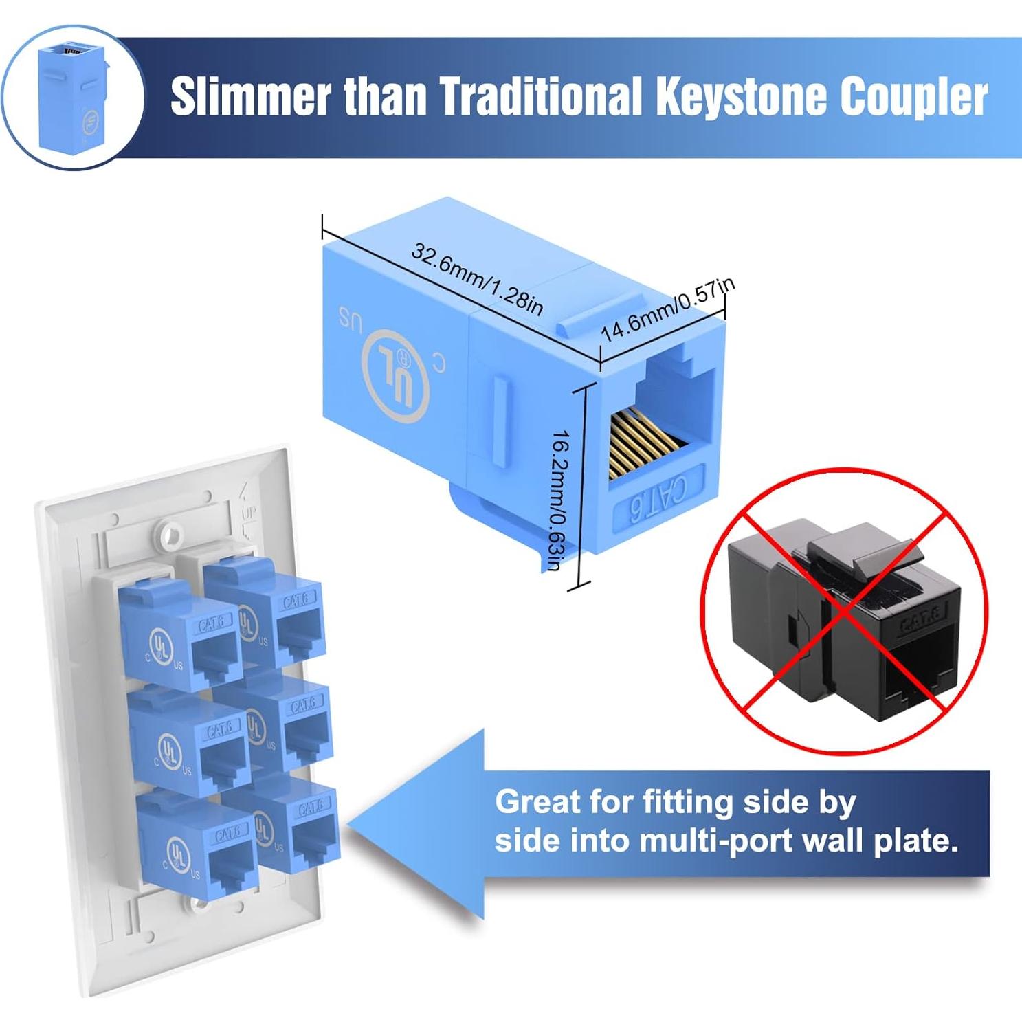 Acoplador Keystone CAT6 VCELINK 10-Pack Hembra Azul