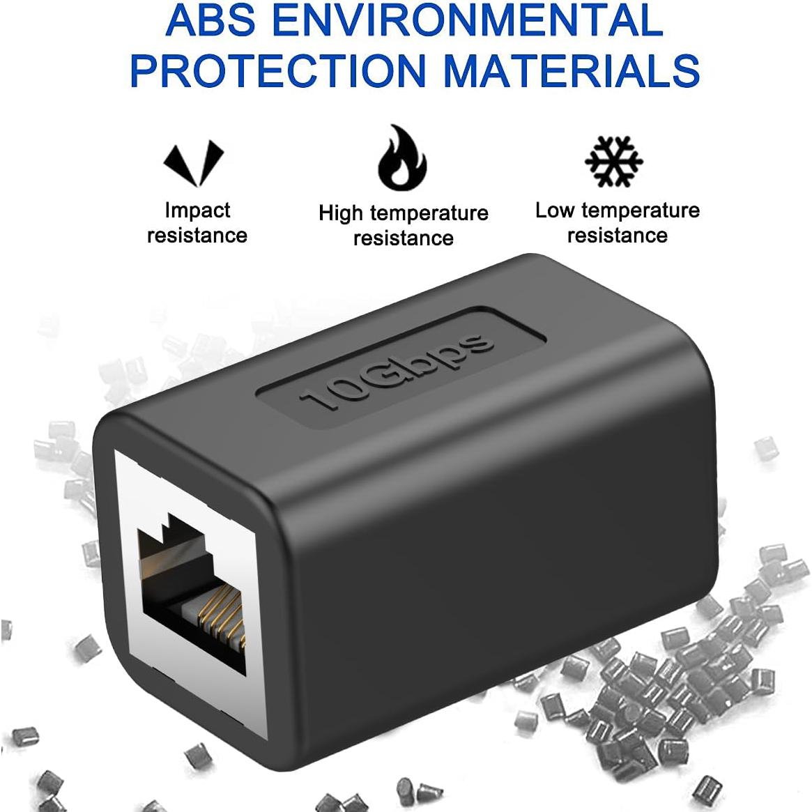 Acoplador Ethernet Extender 10Gbps LEKVKM RJ45 Hembra a Hembra 4 Pzs