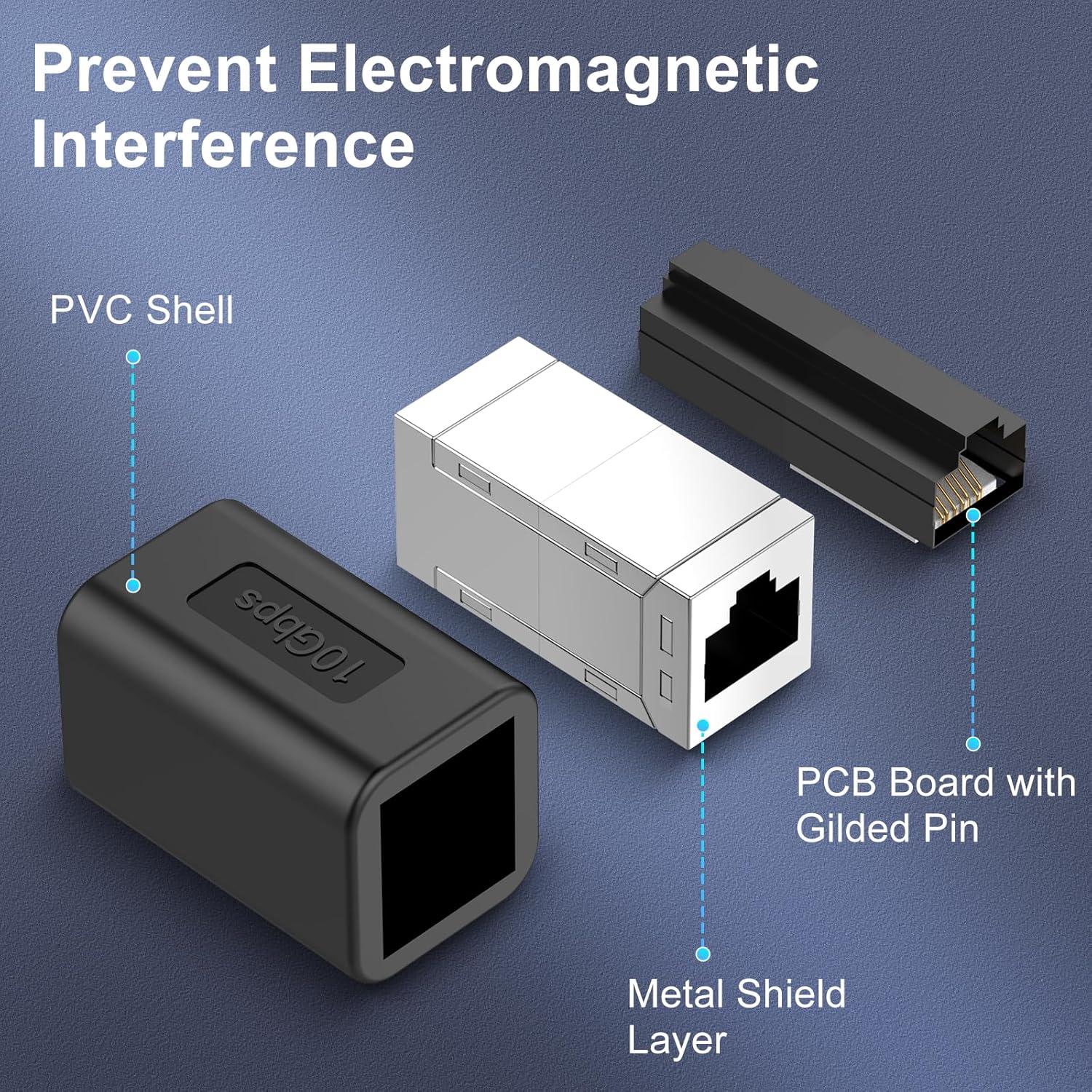 Acoplador Ethernet Extender 10Gbps LEKVKM RJ45 Hembra a Hembra 4 Pzs
