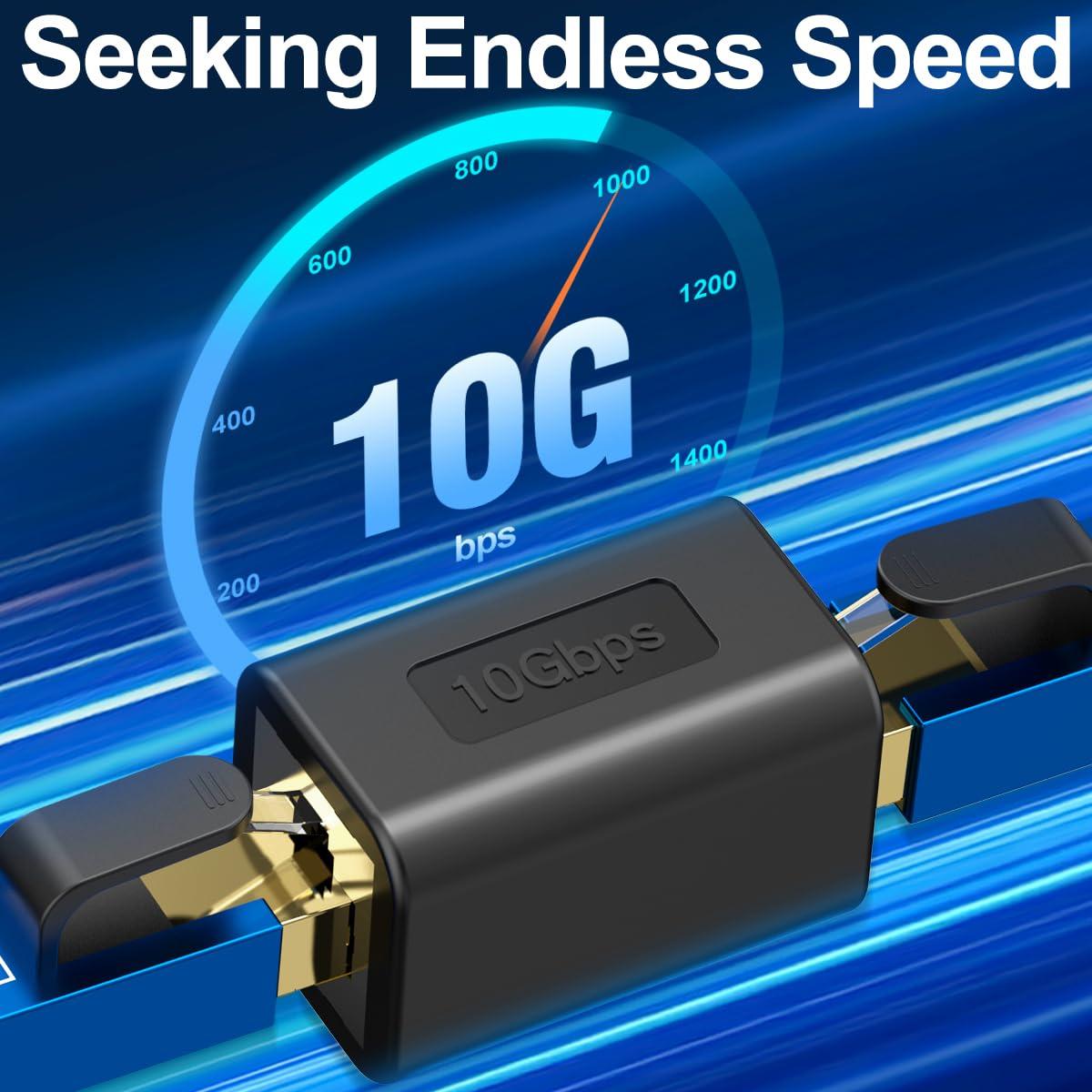 Acoplador Ethernet Extender 10Gbps LEKVKM RJ45 Hembra a Hembra 4 Pzs