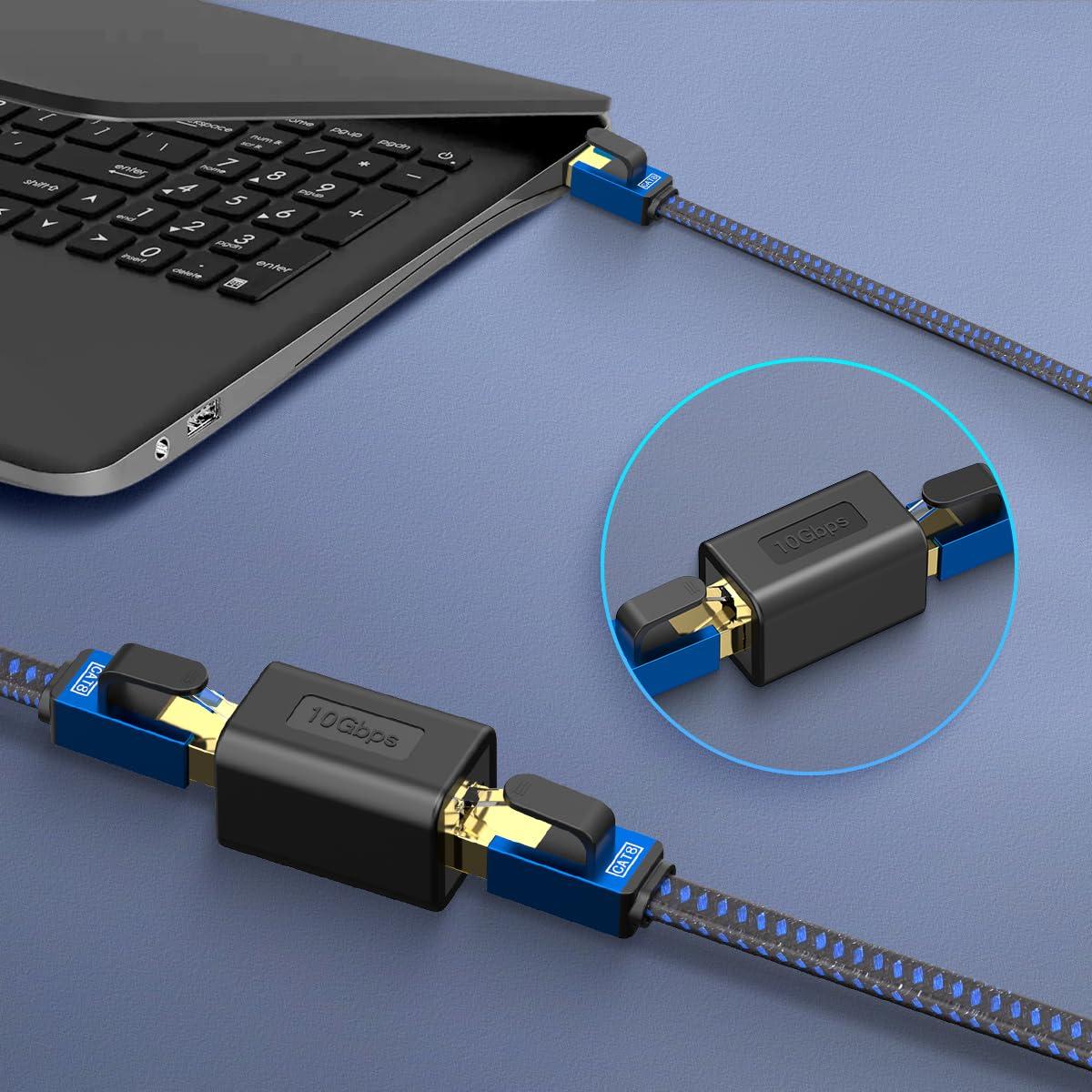 Acoplador Ethernet Extender 10Gbps LEKVKM RJ45 Hembra a Hembra 4 Pzs