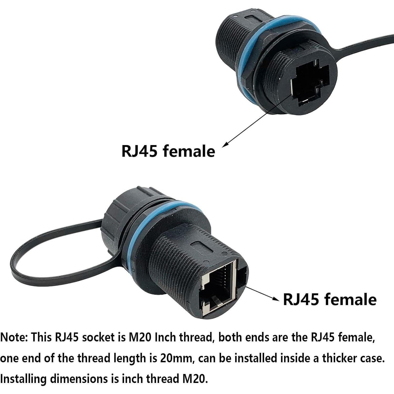 Acoplador Ethernet RJ45 Hembra a Hembra IP67 PENGLIN 6PCS