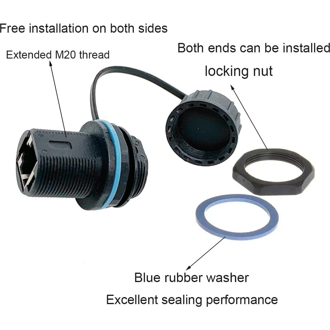 Acoplador Ethernet RJ45 Hembra a Hembra IP67 PENGLIN 6PCS