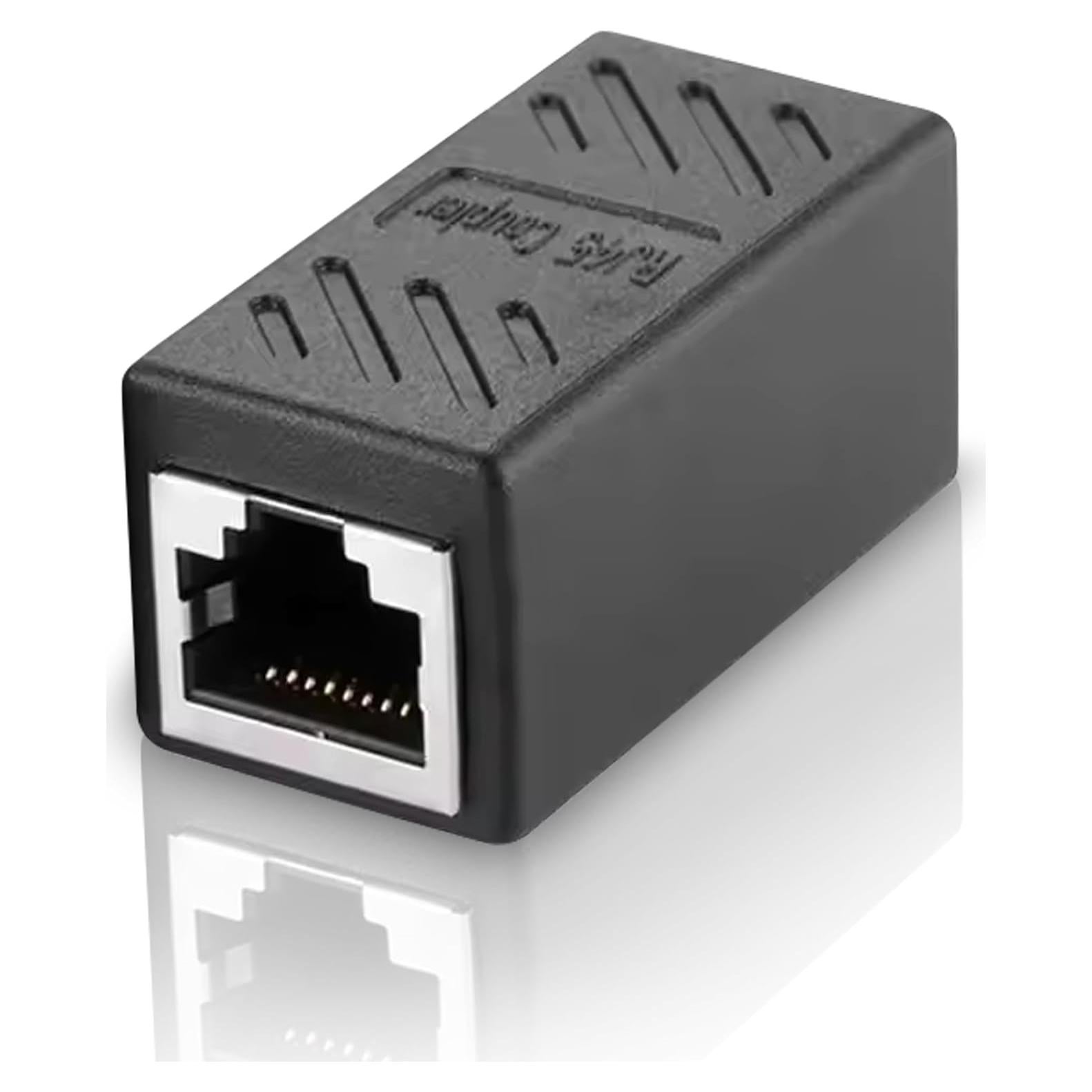 A&G RJ45 Coupler Ethernet Extender, Cat7 Cat6 Ethernet Adapter, LAN Connector in Line Coupler Female to Female Black