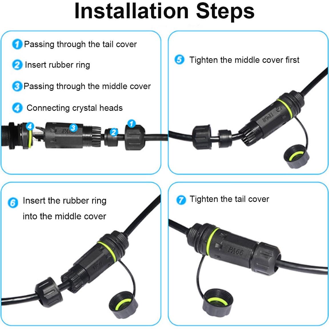 Conector RJ45 Macho a Hembra Impermeable PENGLIN 5PCS Cat6