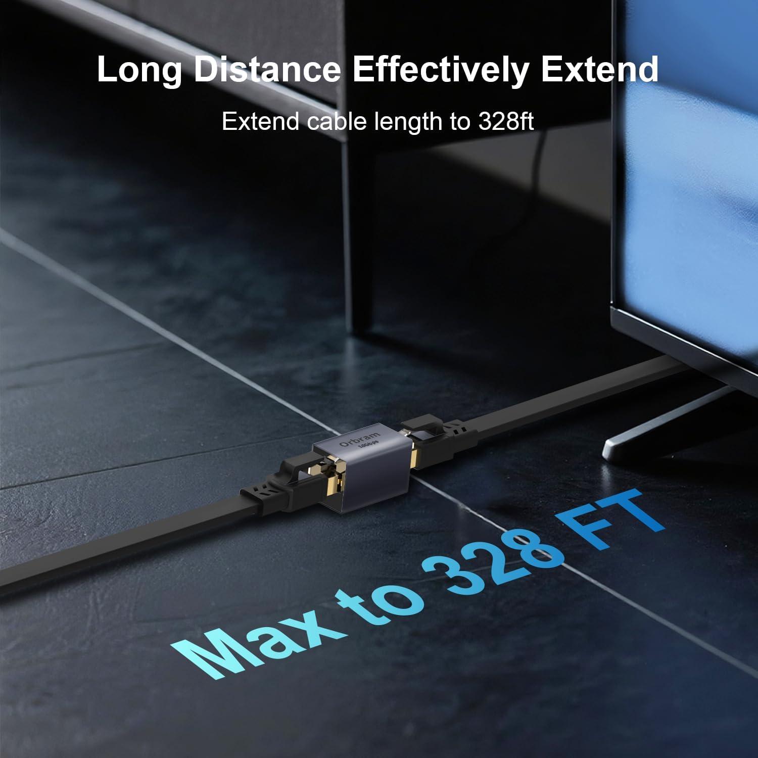 Extensor Ethernet 10Gbps Orbram 2 Paquete Acoplador RJ45