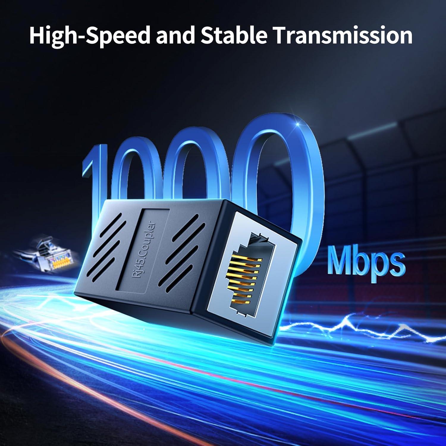 Acoplador Ethernet Hulami 1000Mbps Paquete de 5 Plug and Play