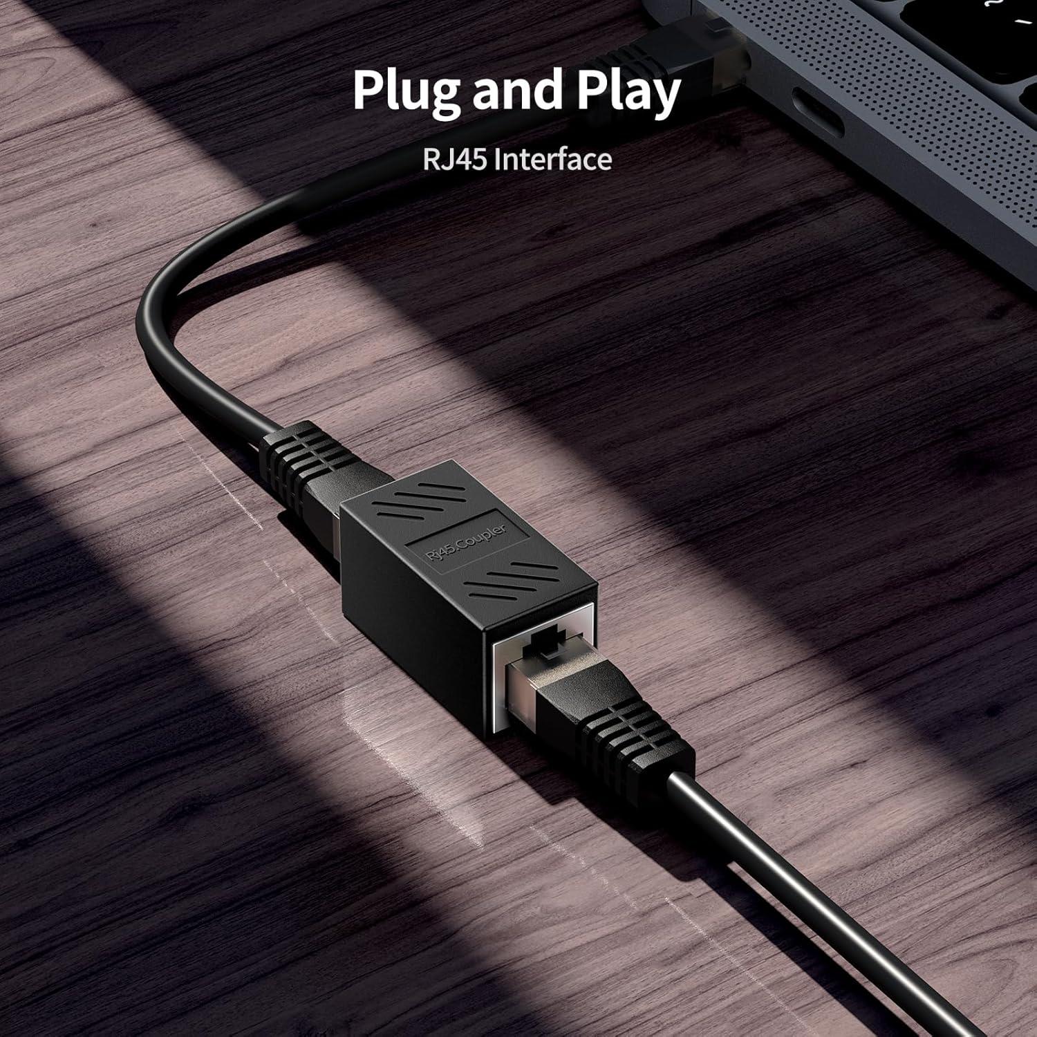 Acoplador Ethernet Hulami 1000Mbps Paquete de 5 Plug and Play