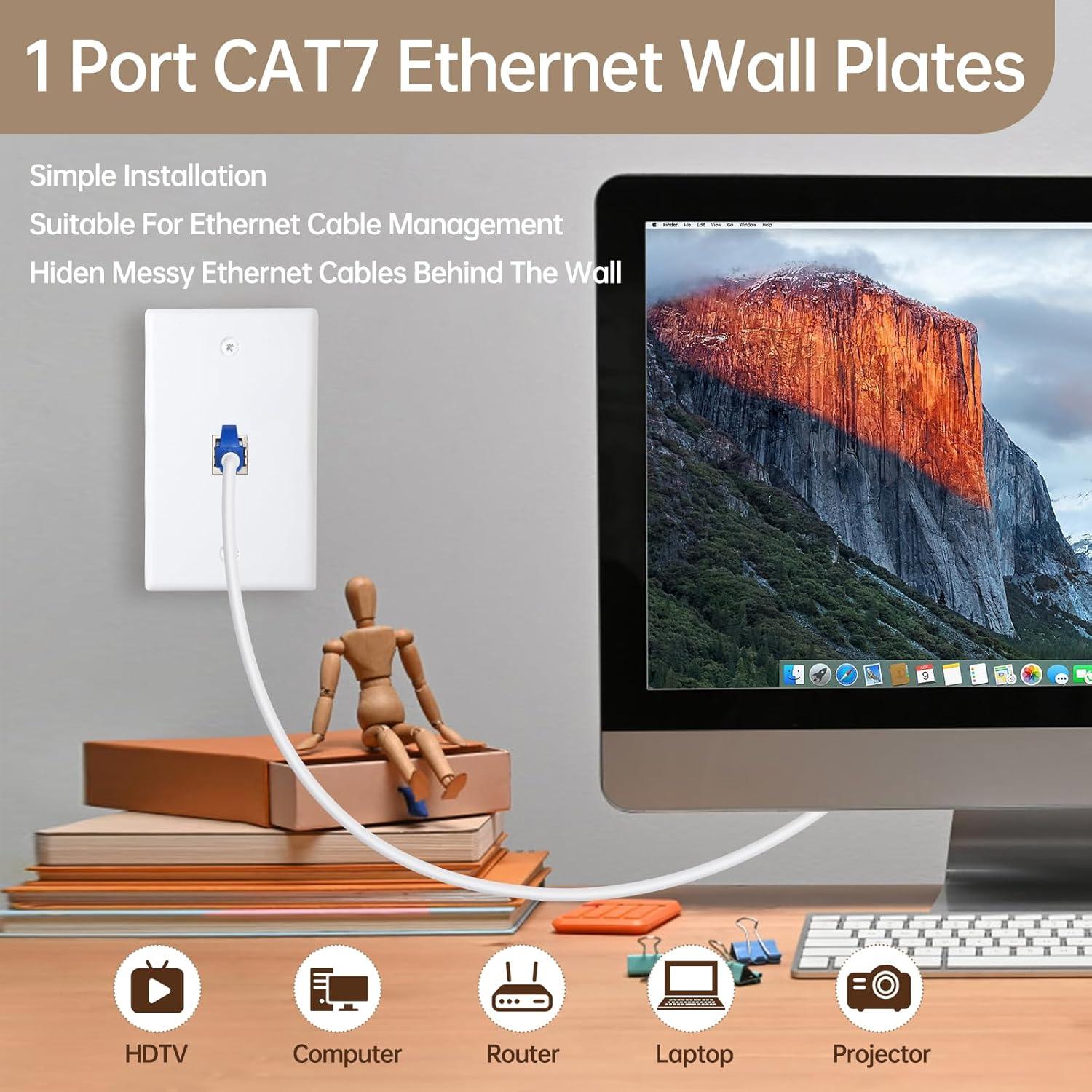 Placa de Pared FANYINTY CAT7 Ethernet 3 Paquetes 1 Puerto RJ45