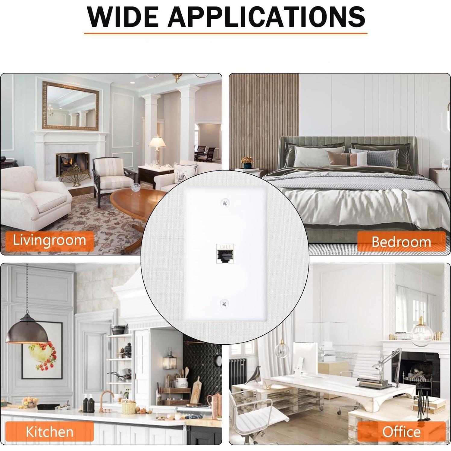 Placa de Pared FANYINTY CAT7 Ethernet 3 Paquetes 1 Puerto RJ45