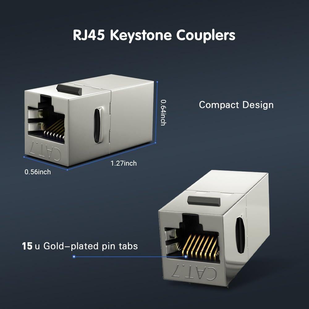 Acopladores Keystone RJ45 CAT7 ZOERAX 24 Unidades Blindados
