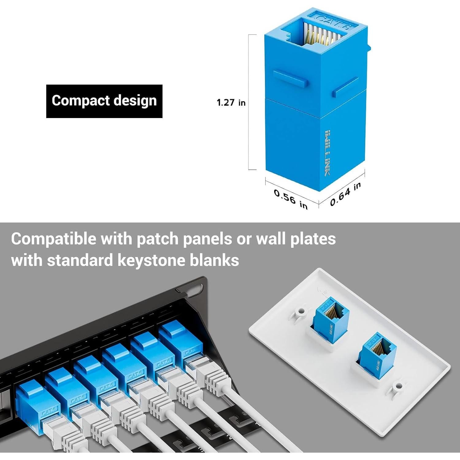 Acoplador Keystone RJ45 Cat6 Iwillink 10-Pack Hembra Azul