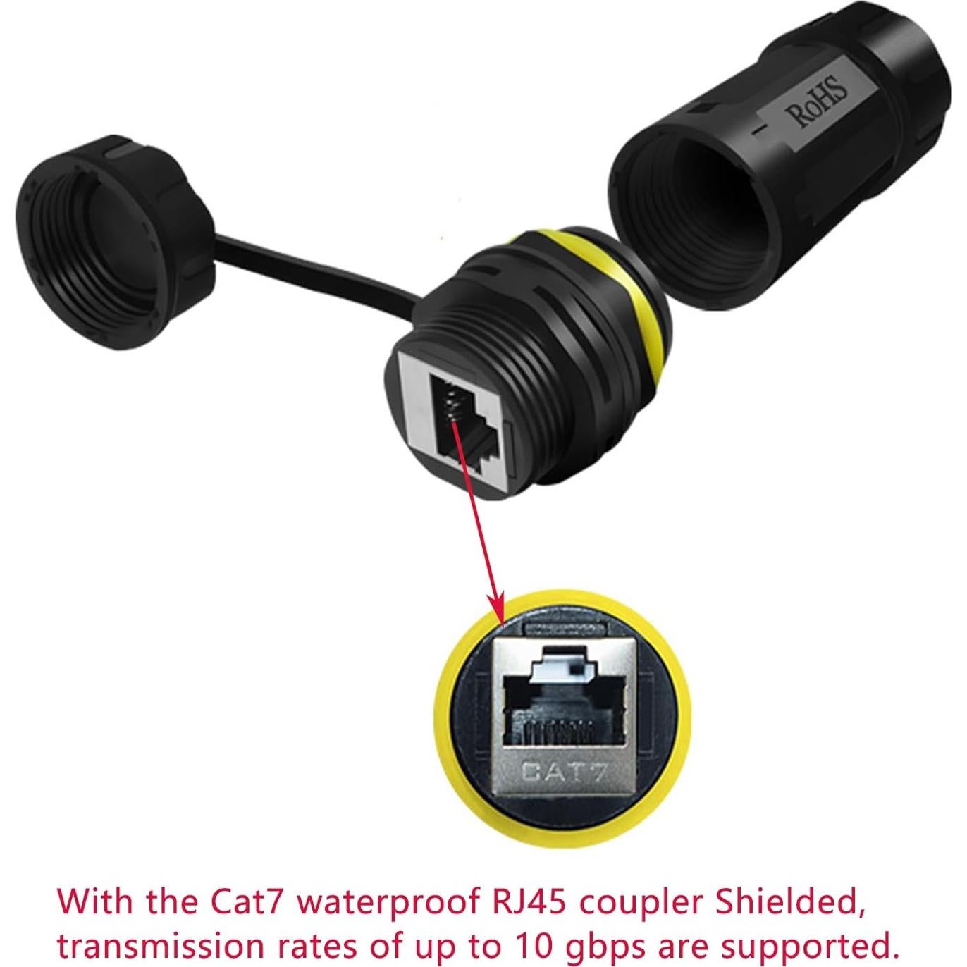 Conector RJ45 impermeable 2PCS CAT7 10Gbps IP68 ANMBEST