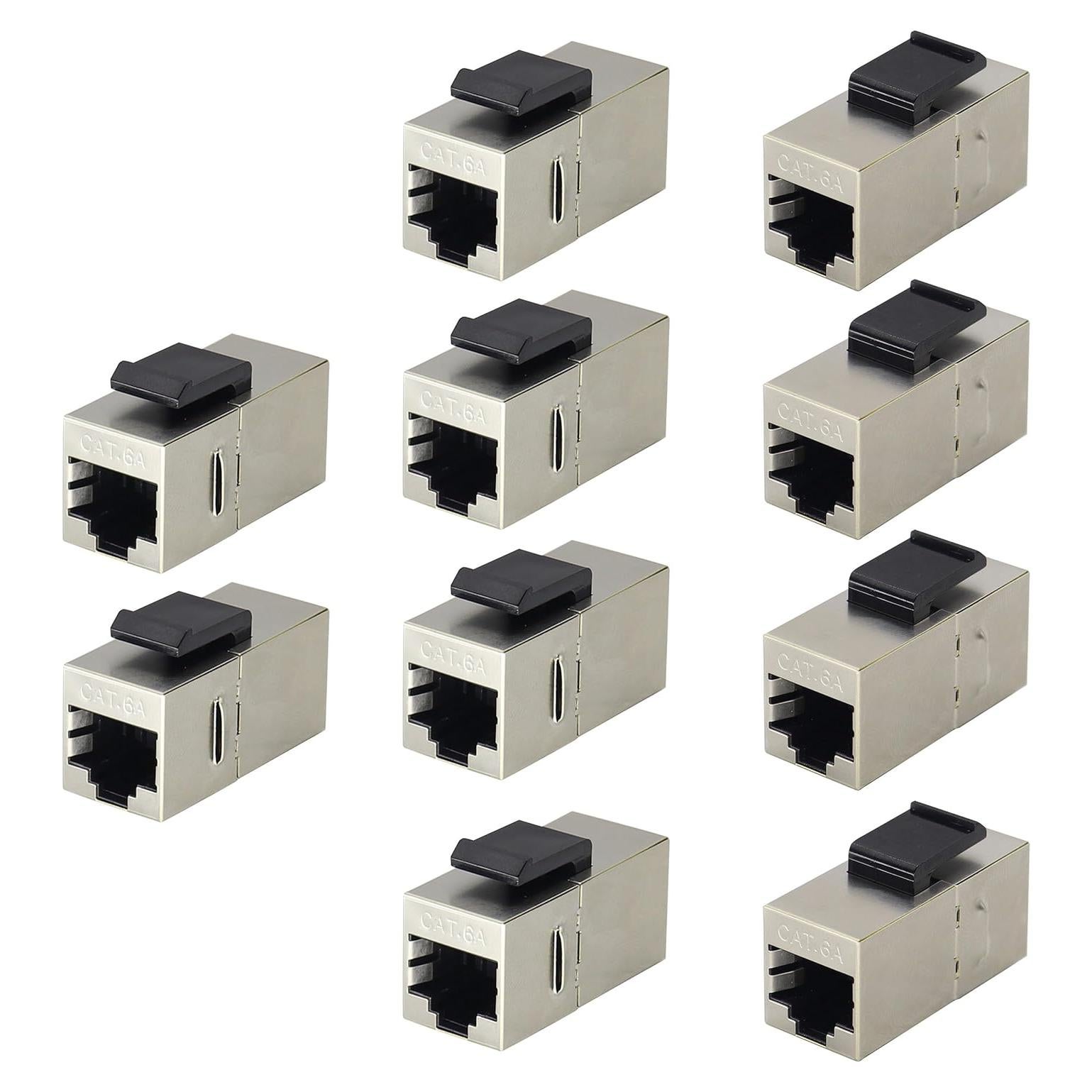 Acoplador RJ45 Keystone Cat6A 10G Hembra a Hembra - Paquete de 10