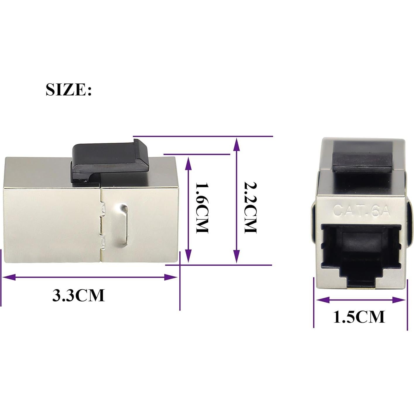 Acoplador RJ45 Keystone Cat6A 10G Hembra a Hembra - Paquete de 10
