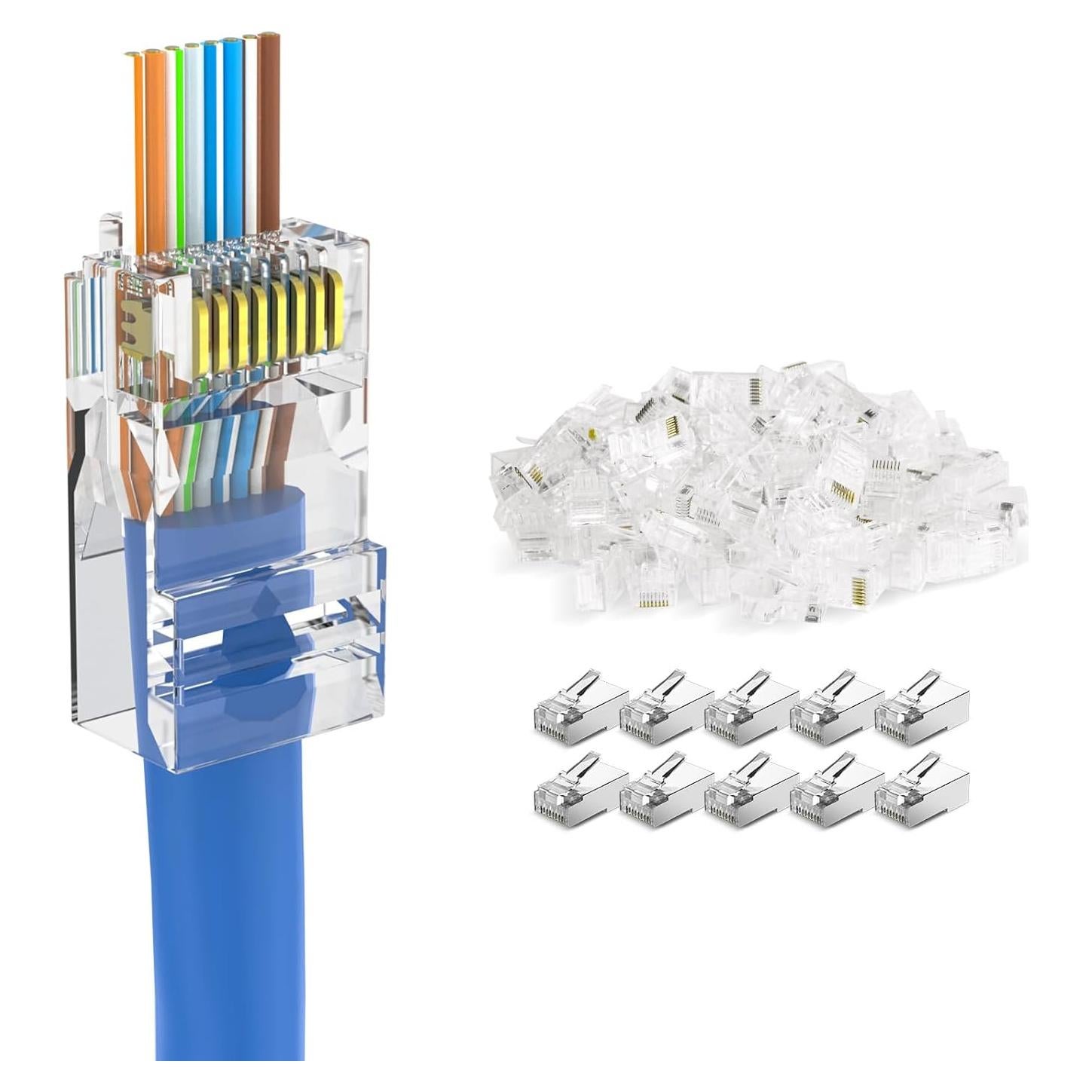 Conector Pasante Cat6 DARKROCK 110 Piezas RJ45 Antioxidante