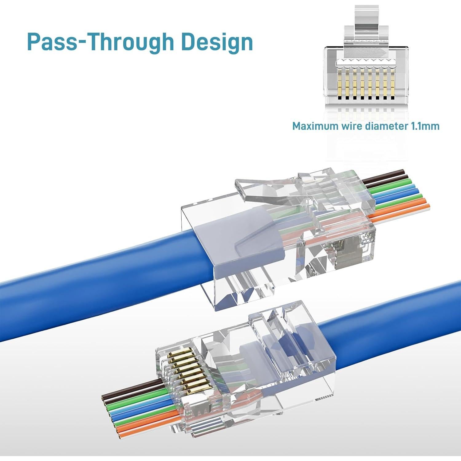 Conector Pasante Cat6 DARKROCK 110 Piezas RJ45 Antioxidante