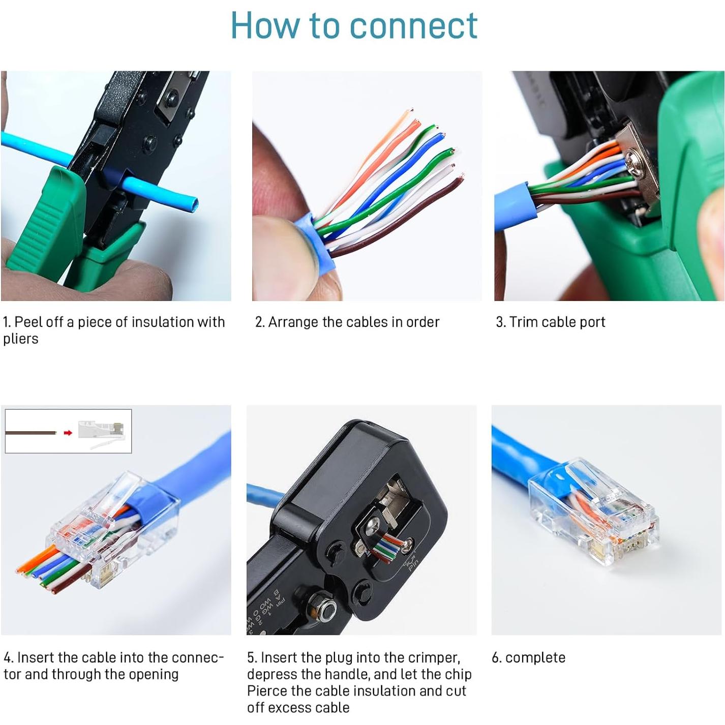 Conector Pasante Cat6 DARKROCK 110 Piezas RJ45 Antioxidante