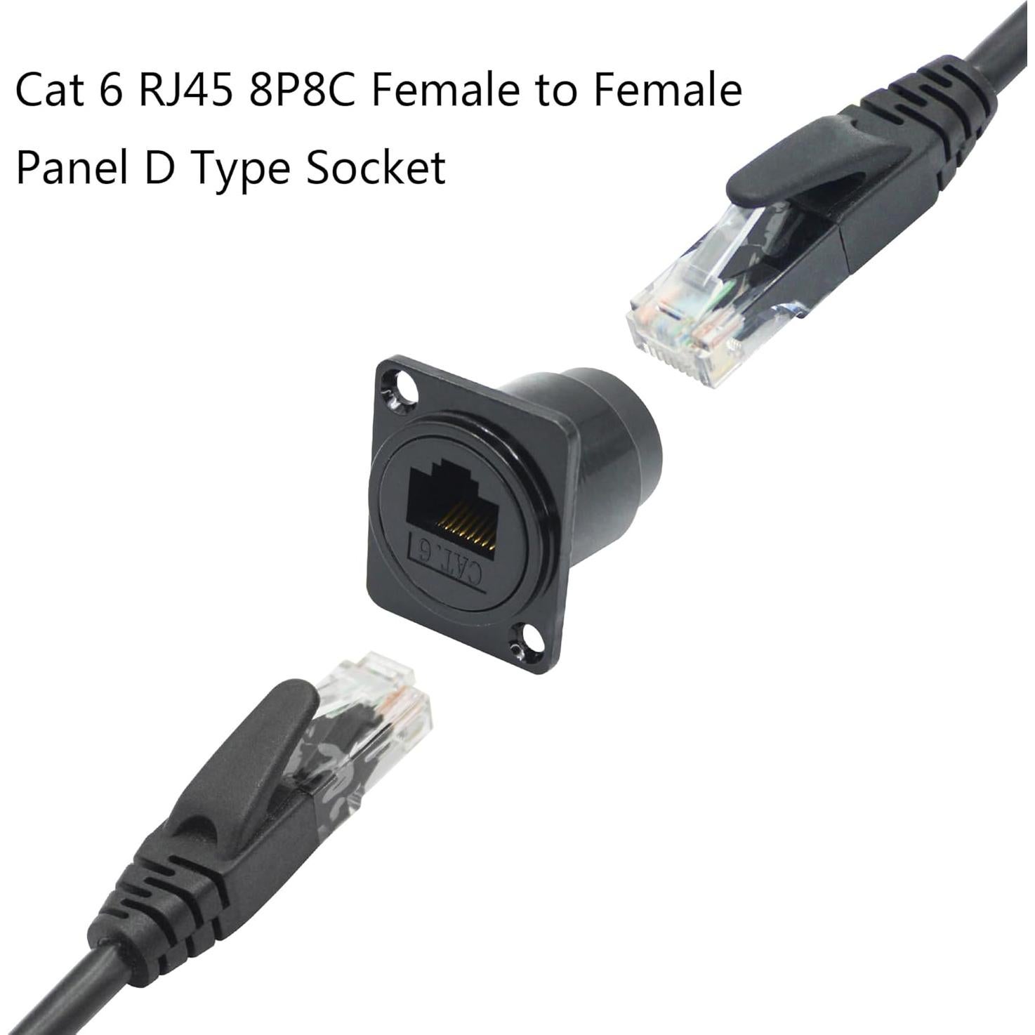 Conector RJ45 D-Type Hembra a Hembra Cat6 Maixbomr - 2 Pcs