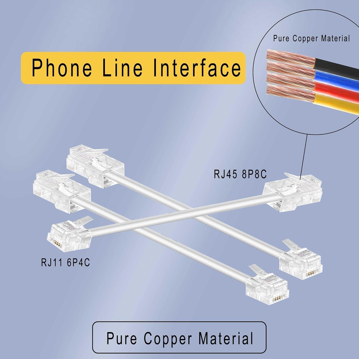Adaptador RJ11 a RJ45 Menewstart 20.32 cm Paquete de 3