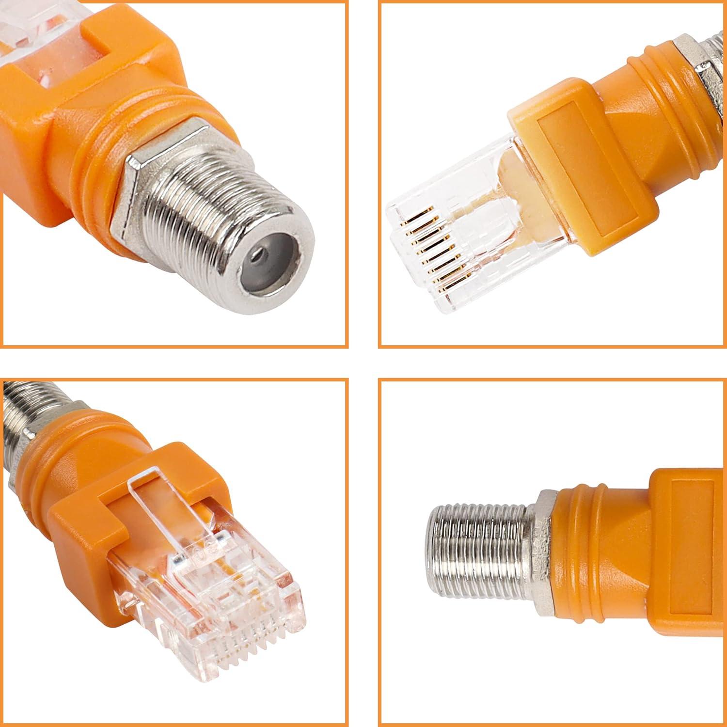 Convertidor RF a RJ45 MEIRIYFA 4PCS Coaxial F Hembra a Macho